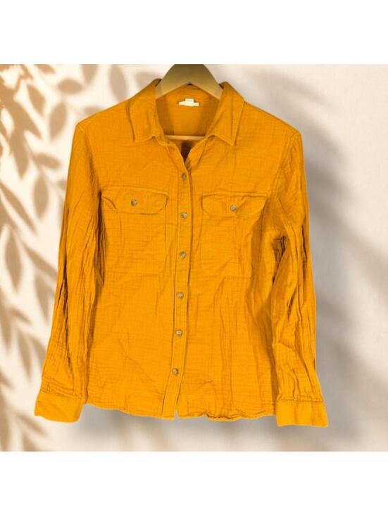Tops - A New Approach Shirt Women S Small Orange Button Up Collared Pockets Relaxed Fit